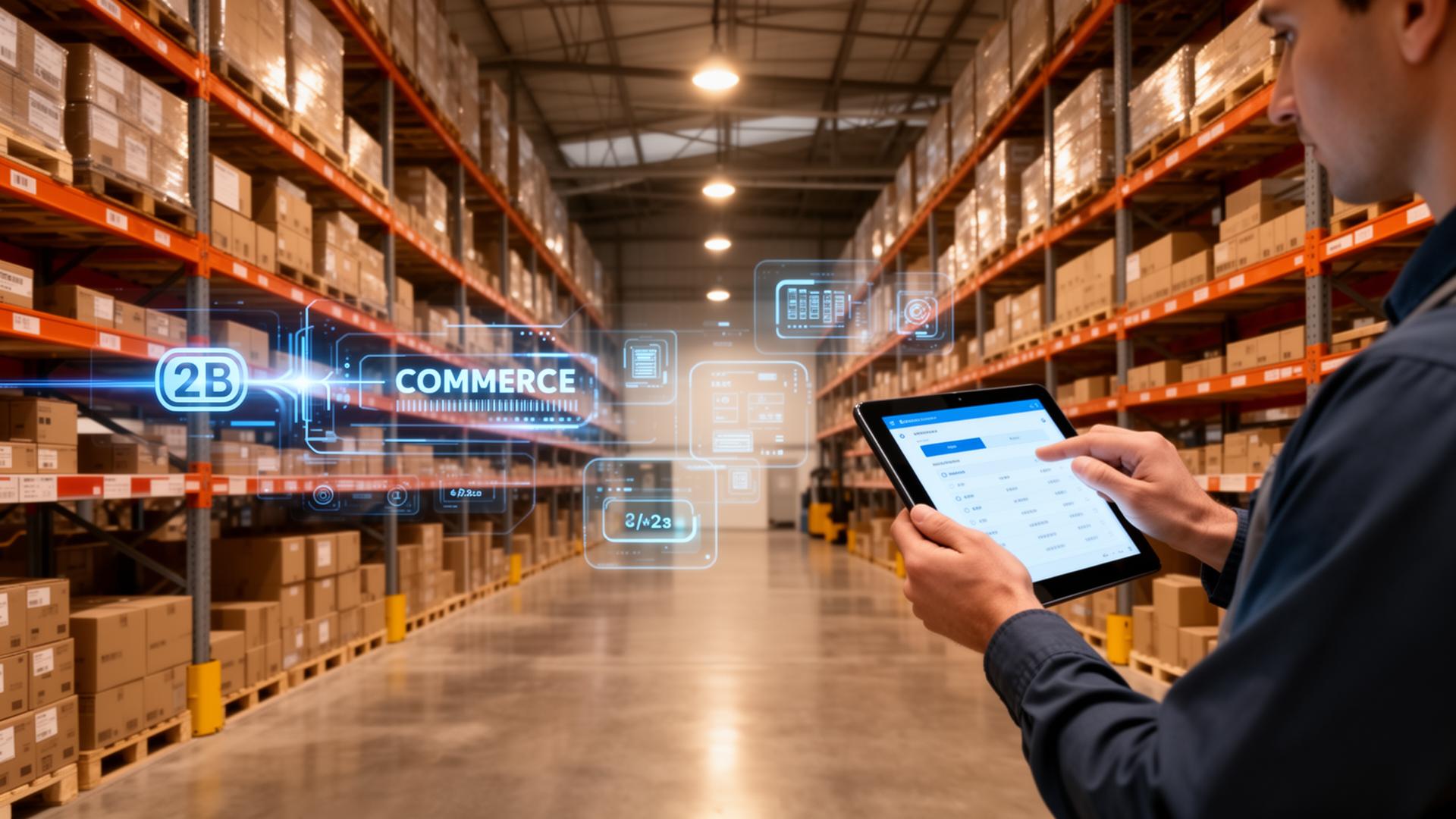 Modernes Großhandel-Lager mit digitaler Bestandsverwaltung