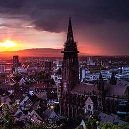 Luftaufnahme der Stadt Freiburg